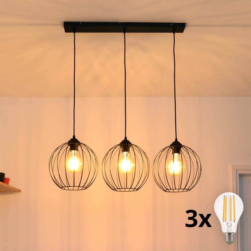 Πολύφωτο LED με συρματόσχοινο MERCURE 3xE27/15W/230V