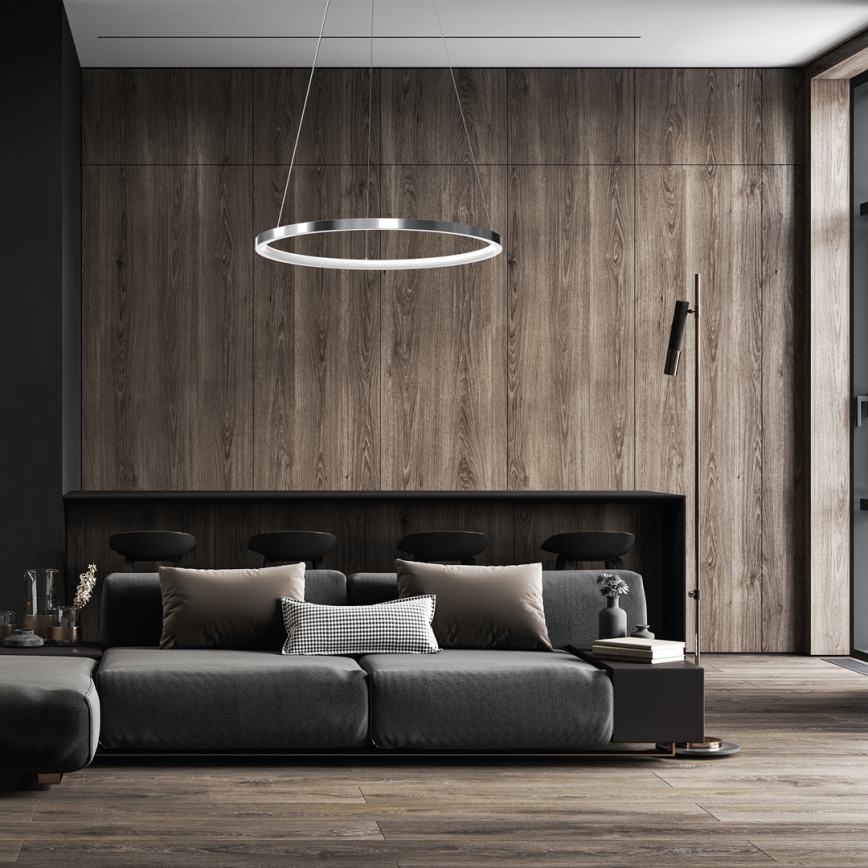 Πολύφωτο LED με συρματόσχοινο ROTONDA LED/27W/230V γυαλιστερό χρώμιο