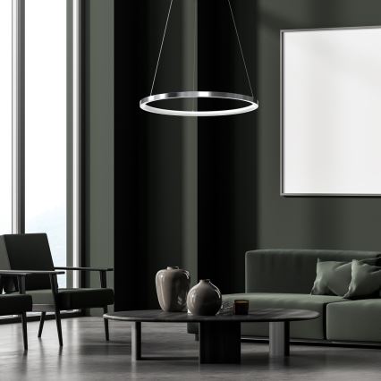 Πολύφωτο LED με συρματόσχοινο ROTONDA LED/27W/230V γυαλιστερό χρώμιο