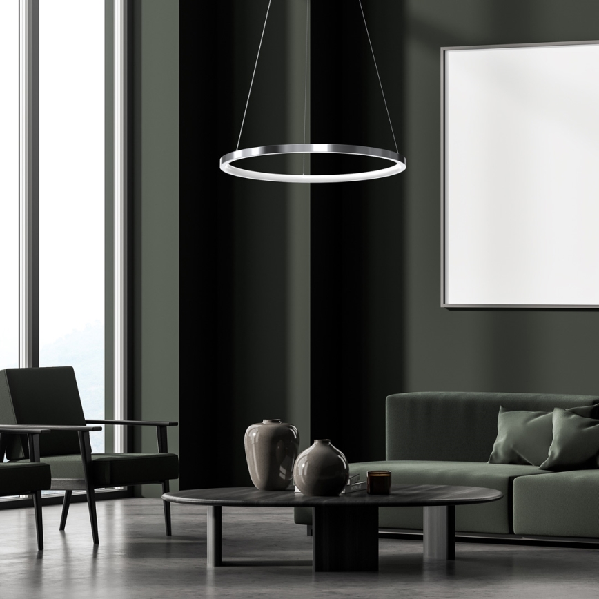 Πολύφωτο LED με συρματόσχοινο ROTONDA LED/27W/230V γυαλιστερό χρώμιο