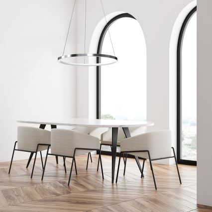 Πολύφωτο LED με συρματόσχοινο ROTONDA LED/27W/230V γυαλιστερό χρώμιο