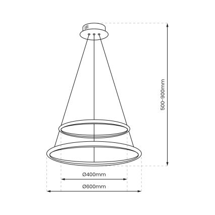 Πολύφωτο LED με συρματόσχοινο ROTONDA LED/51W/230V γυαλιστερό χρώμιο