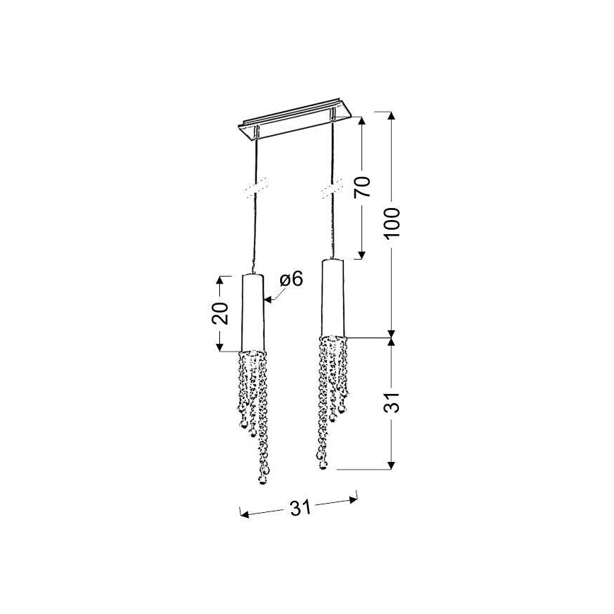 Πολύφωτο LED σε σχοινί DUERO 2xLED/3W/230V