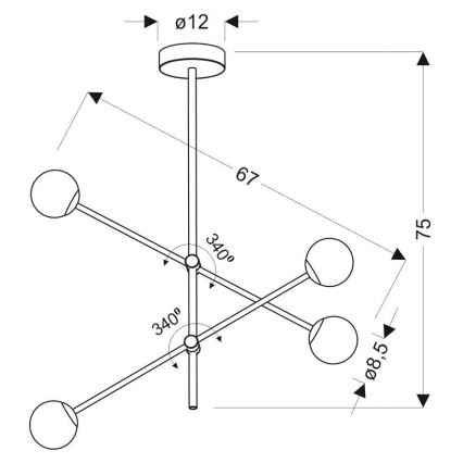 Πολύφωτο PAKSOS 4xG9/5W/230V γκρι