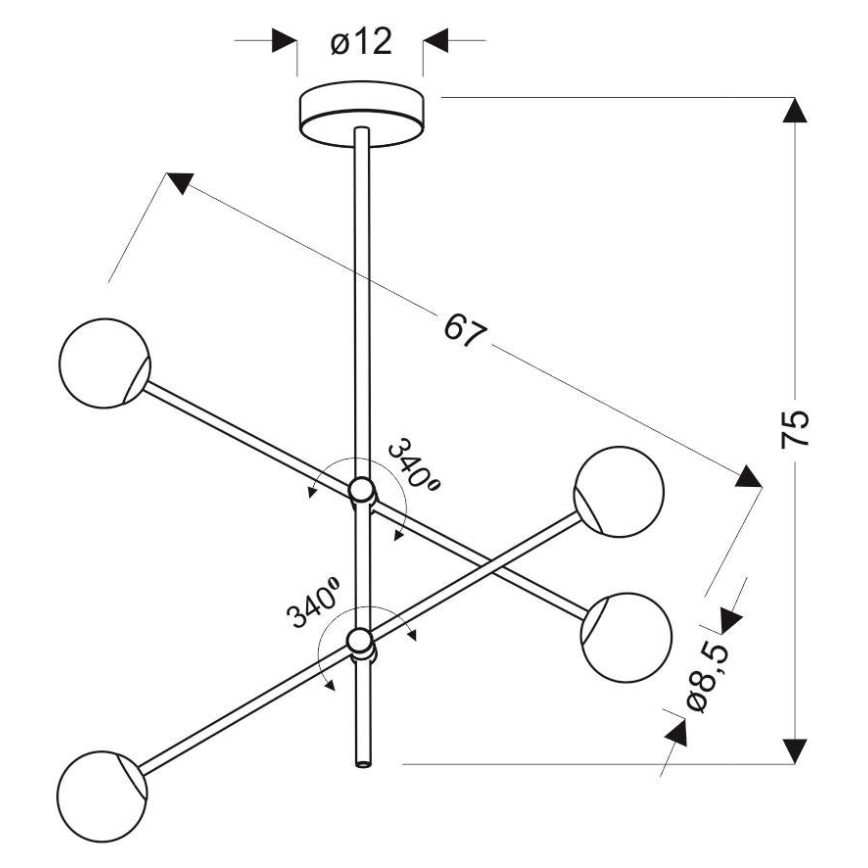 Πολύφωτο PAKSOS 4xG9/5W/230V μαύρο
