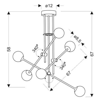 Πολύφωτο PAKSOS 6xG9/5W/230V μαύρο