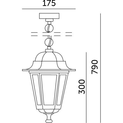 Πολύφωτο εξωτερικού χώρου με αλυσίδα 1xE27/60W/230V μαύρο