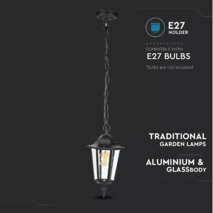 Πολύφωτο εξωτερικού χώρου ράγα 1xE27/40W/230V IP44 μαύρο