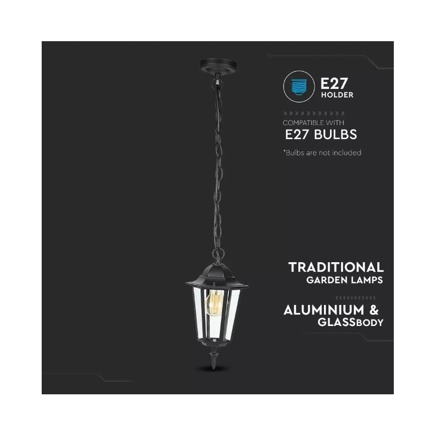 Πολύφωτο εξωτερικού χώρου ράγα 1xE27/40W/230V IP44 μαύρο