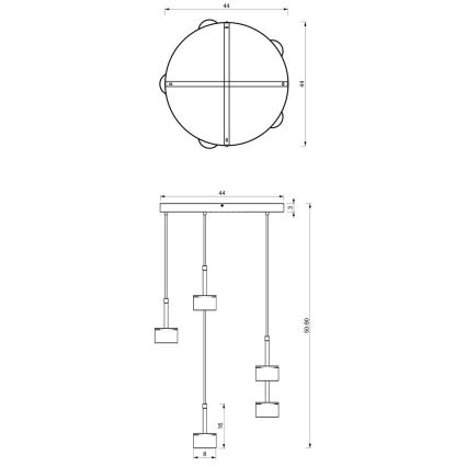 Πολύφωτο κρεμαστό ARENA 5xGX53/11W/230V λευκό/χρυσό