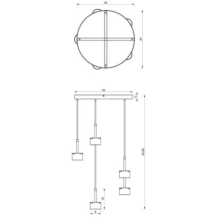 Πολύφωτο κρεμαστό ARENA 5xGX53/11W/230V μαύρο/χρυσό