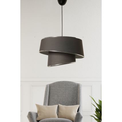 Πολύφωτο κρεμαστό BARETTE 1xE27/60W/230V ανθρακί/γυαλιστερό χρώμιο