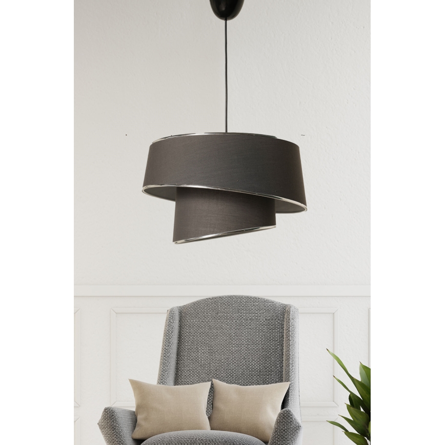 Πολύφωτο κρεμαστό BARETTE 1xE27/60W/230V ανθρακί/γυαλιστερό χρώμιο