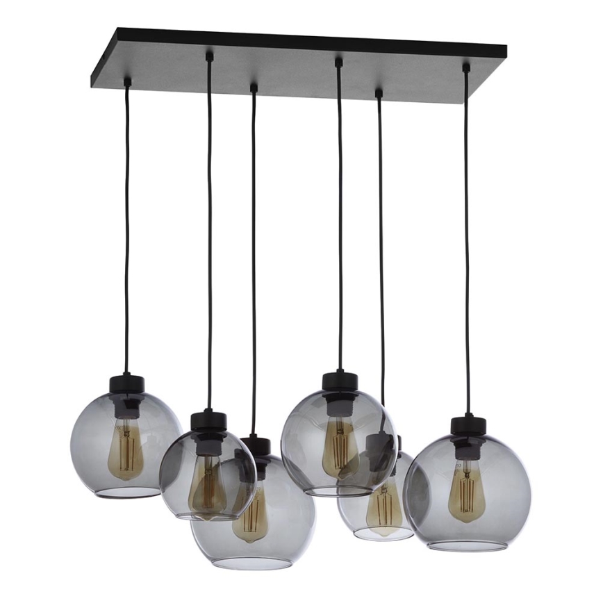 Πολύφωτο κρεμαστό CUBUS 6xE27/60W/230V μαύρο
