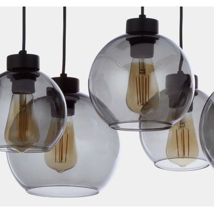 Πολύφωτο κρεμαστό CUBUS 6xE27/60W/230V μαύρο
