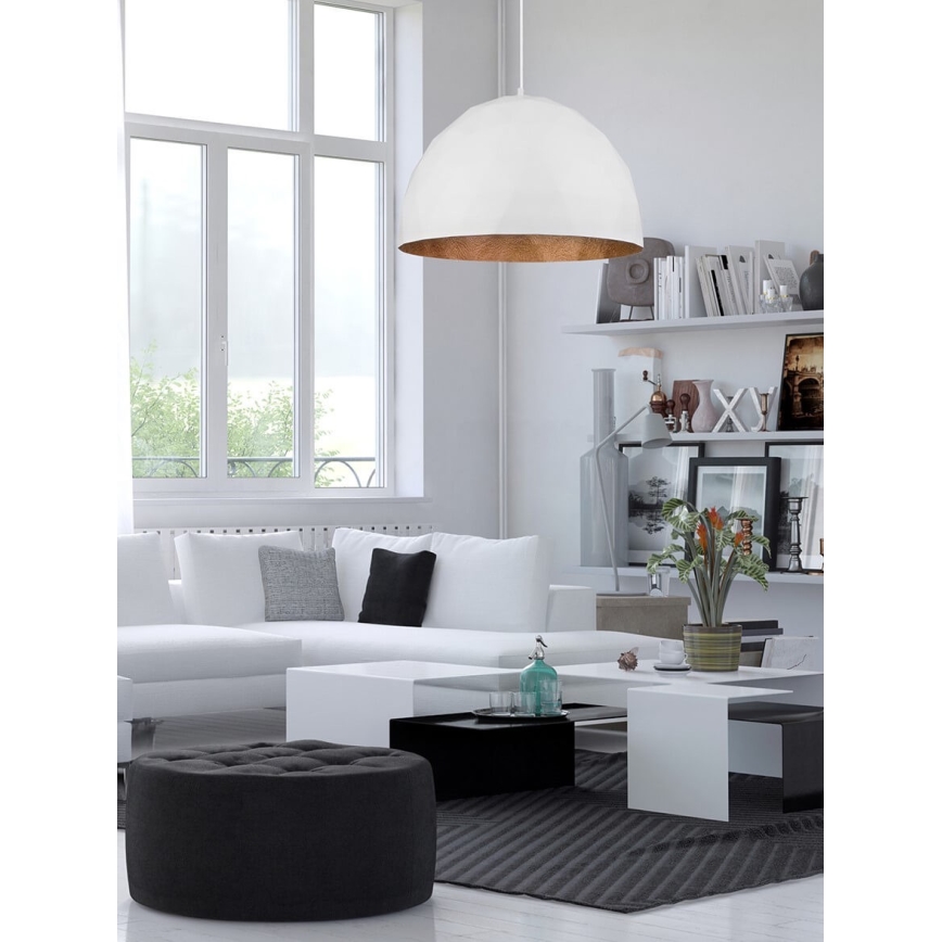 Πολύφωτο κρεμαστό DIAMENT 1xE27/60W/230V δ. 35 cm λευκό/χάλκινο