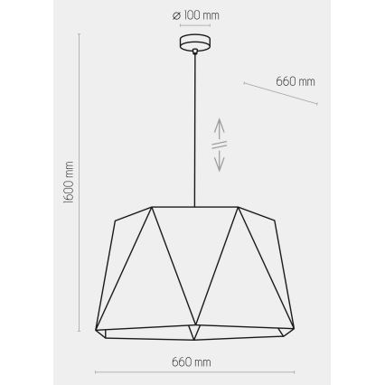 Πολύφωτο κρεμαστό IVO 1xE27/25W/230V μαύρο/χρυσό