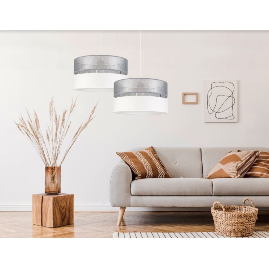 Πολύφωτο κρεμαστό LIMA 1xE27/60W/230V ασημί/λευκό