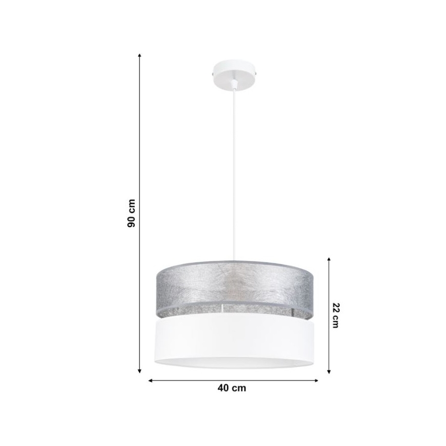Πολύφωτο κρεμαστό LIMA 1xE27/60W/230V ασημί/λευκό