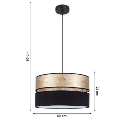 Πολύφωτο κρεμαστό LIMA 1xE27/60W/230V χρυσό/μαύρο