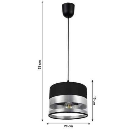 Πολύφωτο κρεμαστό MILO 1xE27/60W/230V ασημί/μαύρο