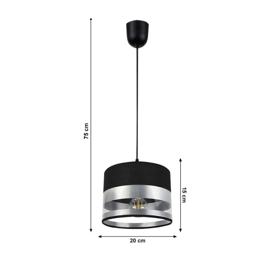 Πολύφωτο κρεμαστό MILO 1xE27/60W/230V ασημί/μαύρο