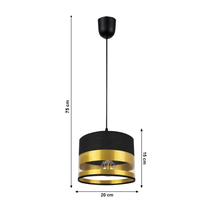 Πολύφωτο κρεμαστό MILO 1xE27/60W/230V χρυσό/μαύρο
