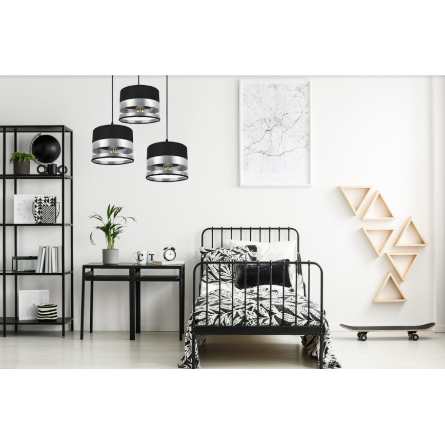 Πολύφωτο κρεμαστό MILO 3xE27/60W/230V ασημί/μαύρο