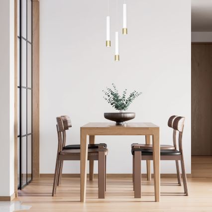 Πολύφωτο κρεμαστό NEST 3xGU10/8W/230V λευκό/χρυσό στρογγυλό