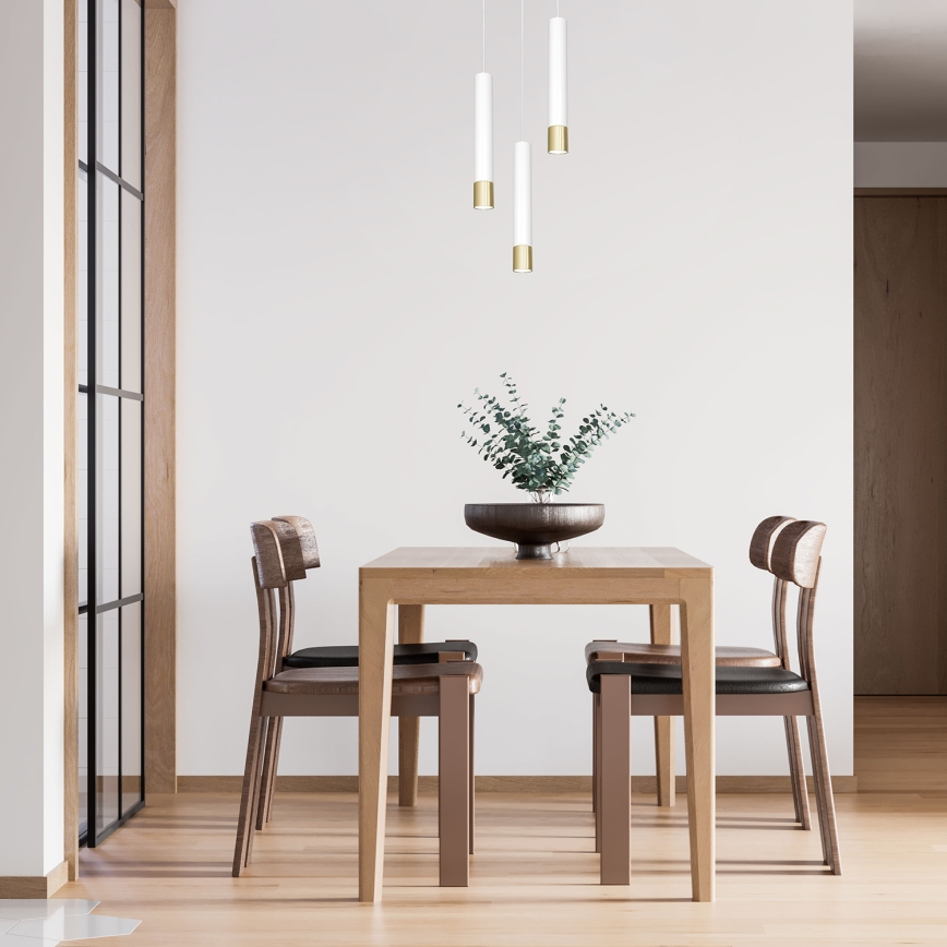 Πολύφωτο κρεμαστό NEST 3xGU10/8W/230V λευκό/χρυσό στρογγυλό