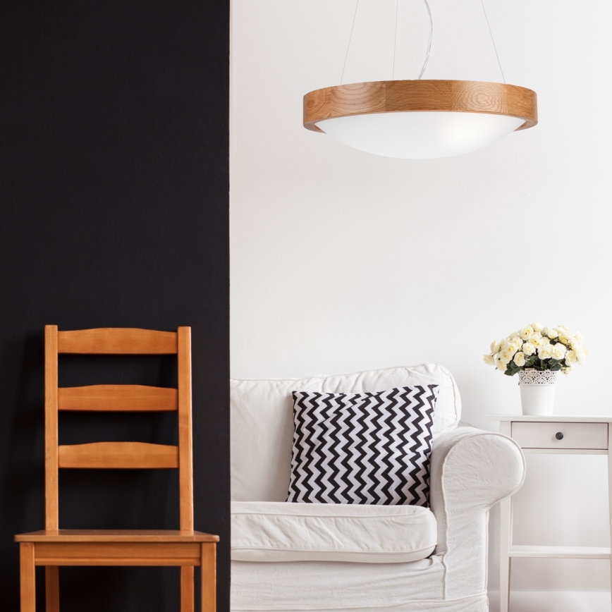 Πολύφωτο κρεμαστό OAK SLIM 2xE27/60W/230V ø 37 cm δρυς