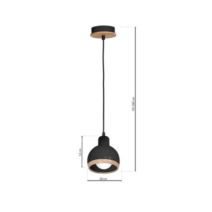 Πολύφωτο κρεμαστό OVAL 1xE27/60W/230V μαύρο