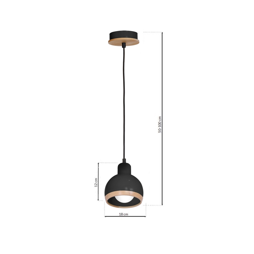 Πολύφωτο κρεμαστό OVAL 1xE27/60W/230V μαύρο
