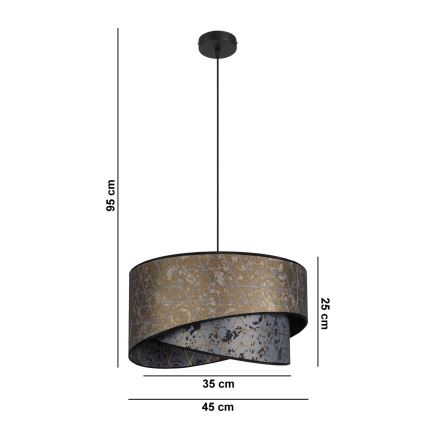 Πολύφωτο κρεμαστό REZO 1xE27/60W/230V γκρι/χρυσό