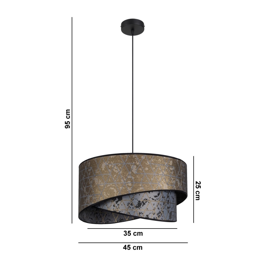Πολύφωτο κρεμαστό REZO 1xE27/60W/230V γκρι/χρυσό