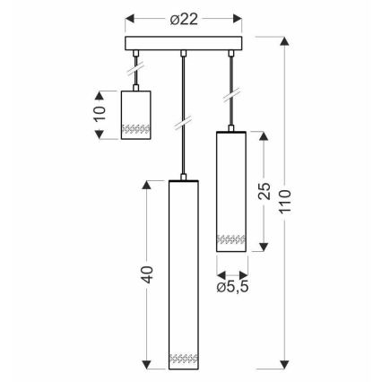 Πολύφωτο κρεμαστό TUBO 3xGU10/25W/230V