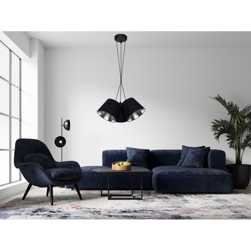 Πολύφωτο κρεμαστό ZOMA 3xE27/60W/260V μαύρο/γυαλιστερό χρώμιο