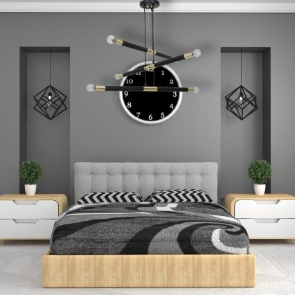 Πολύφωτο κρεμαστό με σύρμα BASTONE 6xE14/40W/230V μαύρο/χρυσαφί