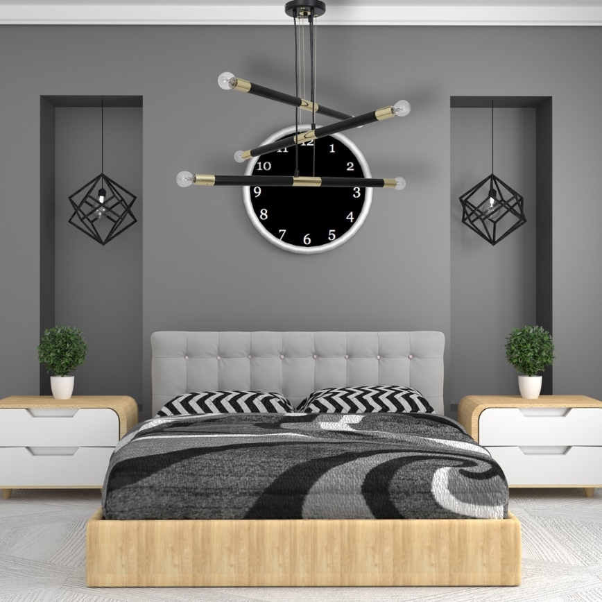 Πολύφωτο κρεμαστό με σύρμα BASTONE 6xE14/40W/230V μαύρο/χρυσαφί
