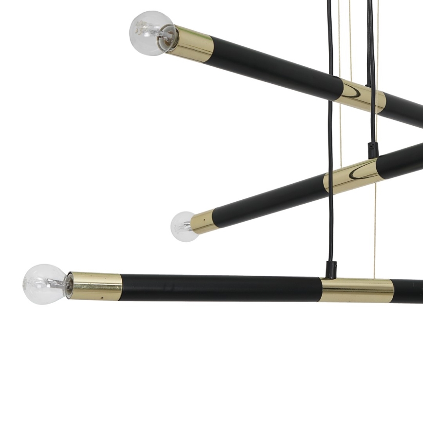 Πολύφωτο κρεμαστό με σύρμα BASTONE 6xE14/40W/230V μαύρο/χρυσαφί