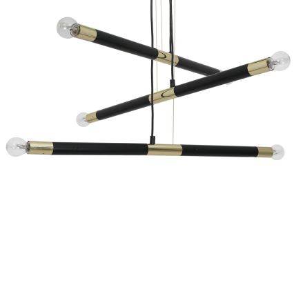 Πολύφωτο κρεμαστό με σύρμα BASTONE 6xE14/40W/230V μαύρο/χρυσαφί