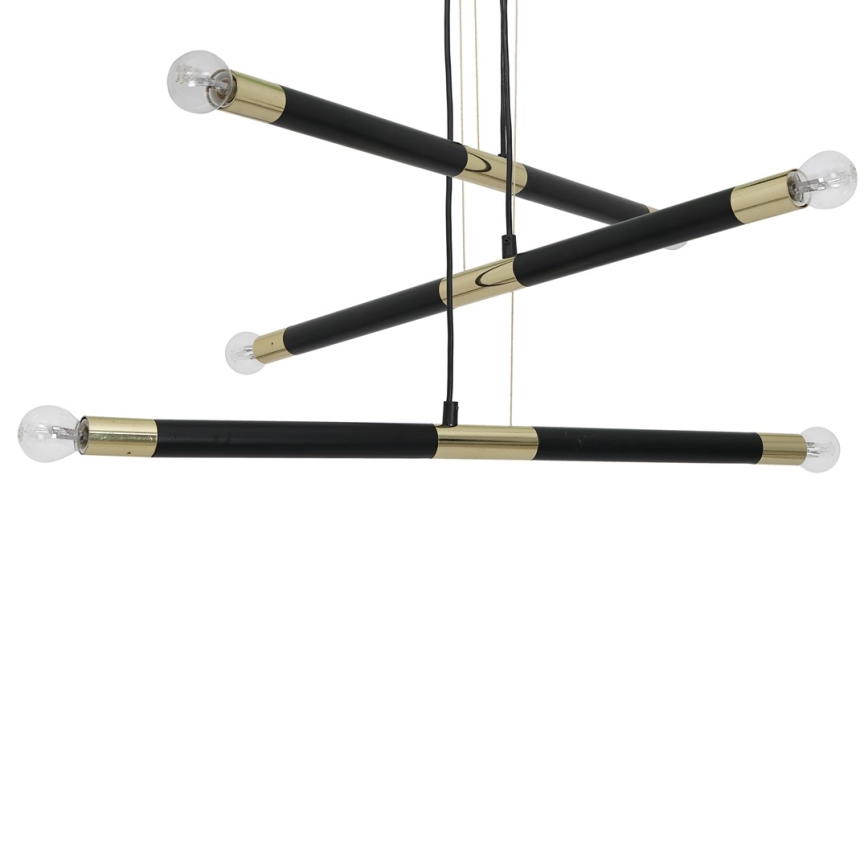 Πολύφωτο κρεμαστό με σύρμα BASTONE 6xE14/40W/230V μαύρο/χρυσαφί
