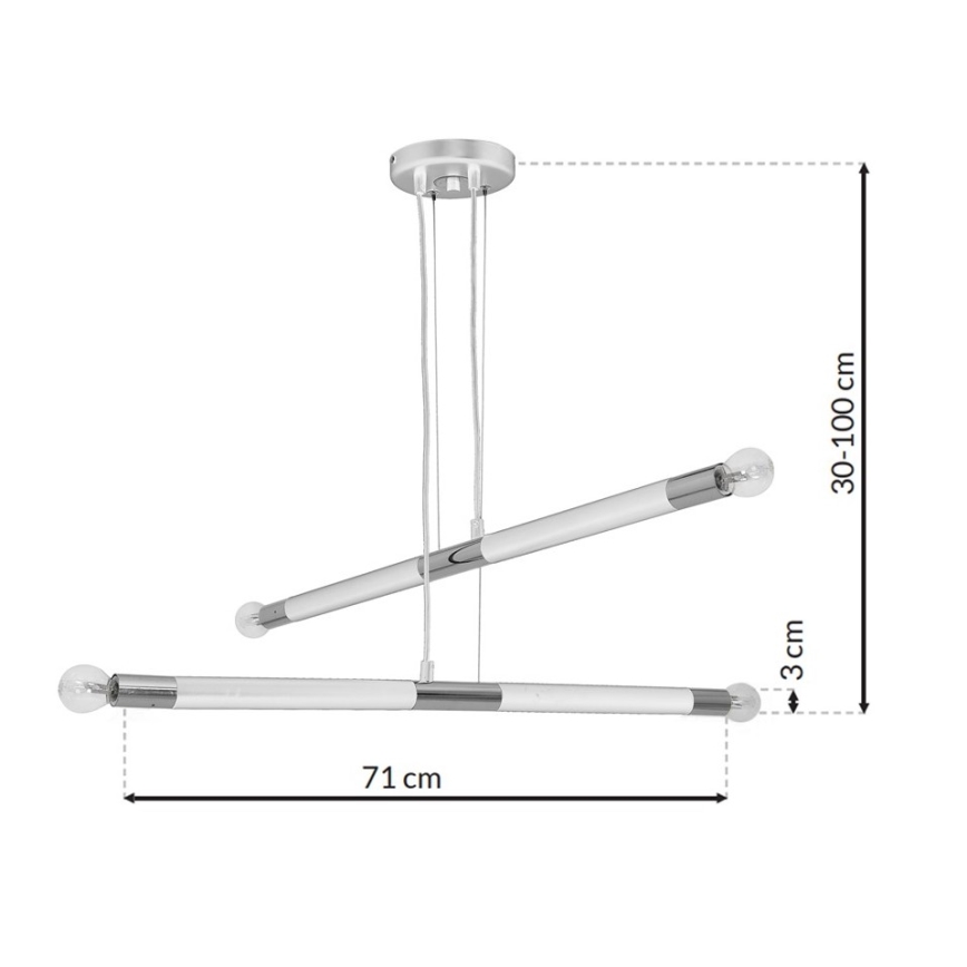 Πολύφωτο κρεμαστό με σύρμα BASTONE WHITE 4xE14/40W/230V