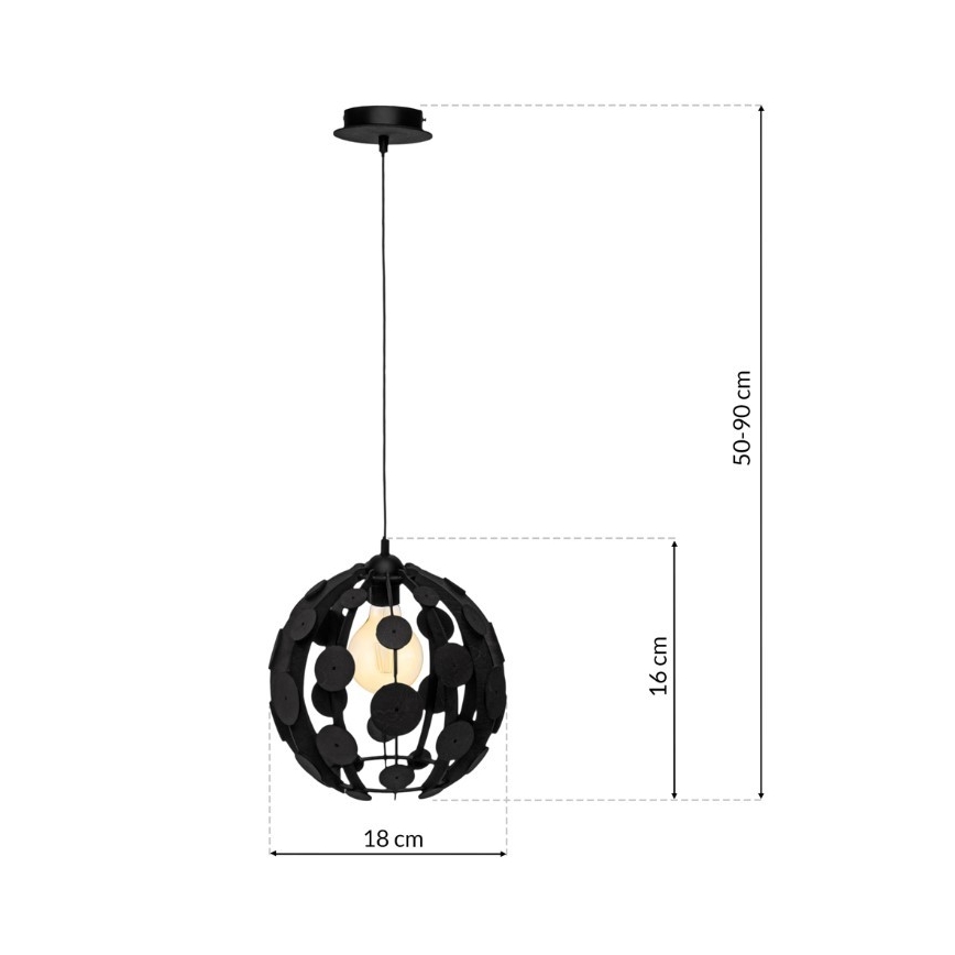 Πολύφωτο κρεμαστό με σύρμα GAIA 1xE27/60W/230V μαύρο Ø 18 cm