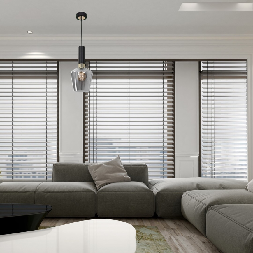 Πολύφωτο κρεμαστό με σύρμα ROMA BLACK 1xE27/60W/230V