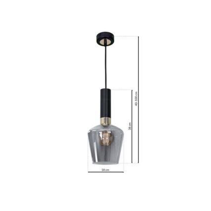 Πολύφωτο κρεμαστό με σύρμα ROMA BLACK 1xE27/60W/230V