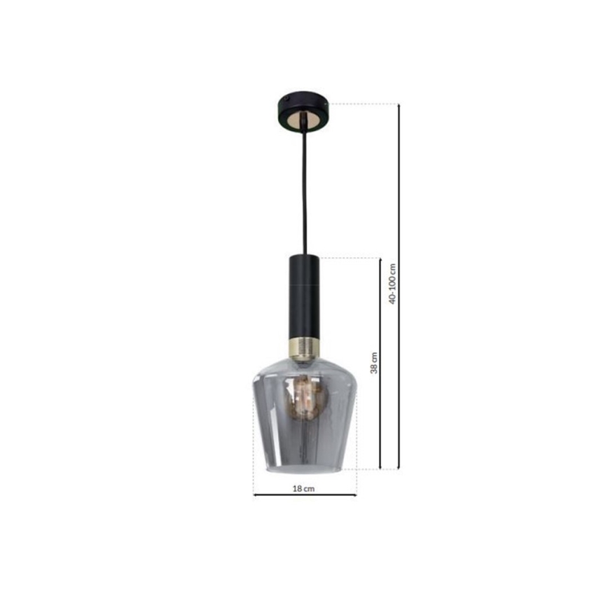 Πολύφωτο κρεμαστό με σύρμα ROMA BLACK 1xE27/60W/230V