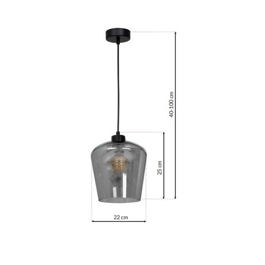 Πολύφωτο κρεμαστό με σύρμα SANTIAGO 1xE27/60W/230V μαύρο