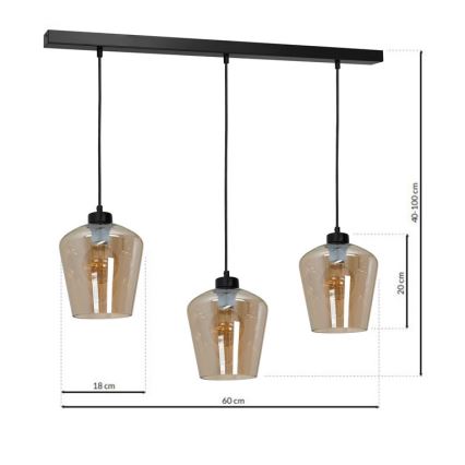 Chandelier on a string SANTIAGO 3xE27/60W/230V brown