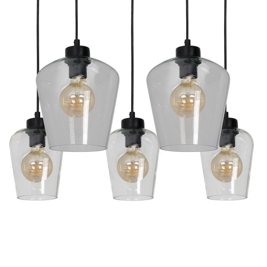 Πολύφωτο κρεμαστό με σύρμα SANTIAGO 5xE27/60W/230V διάφανο